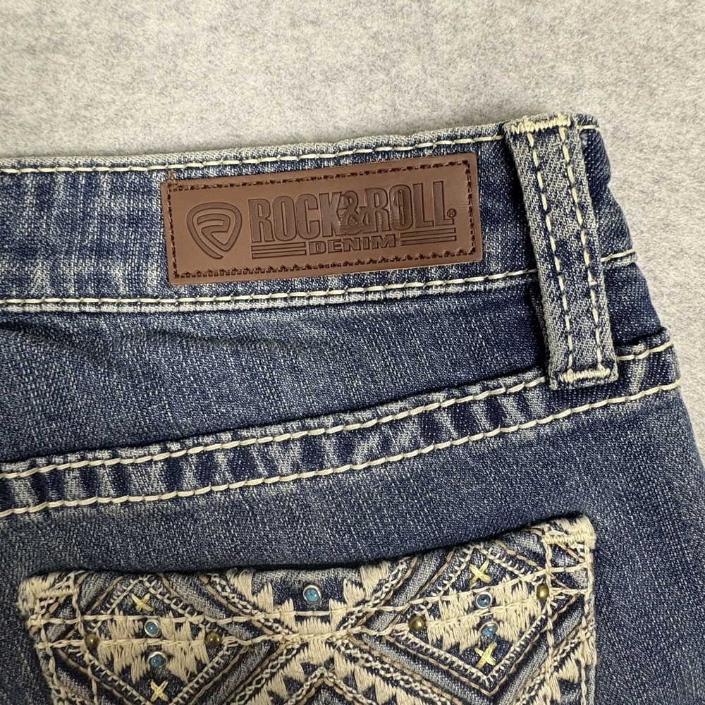 Rock & Roll Denim Jeans Womens 28X32 Bootcut Flare Western Rhinestone Y2K - Picture 3 of 11